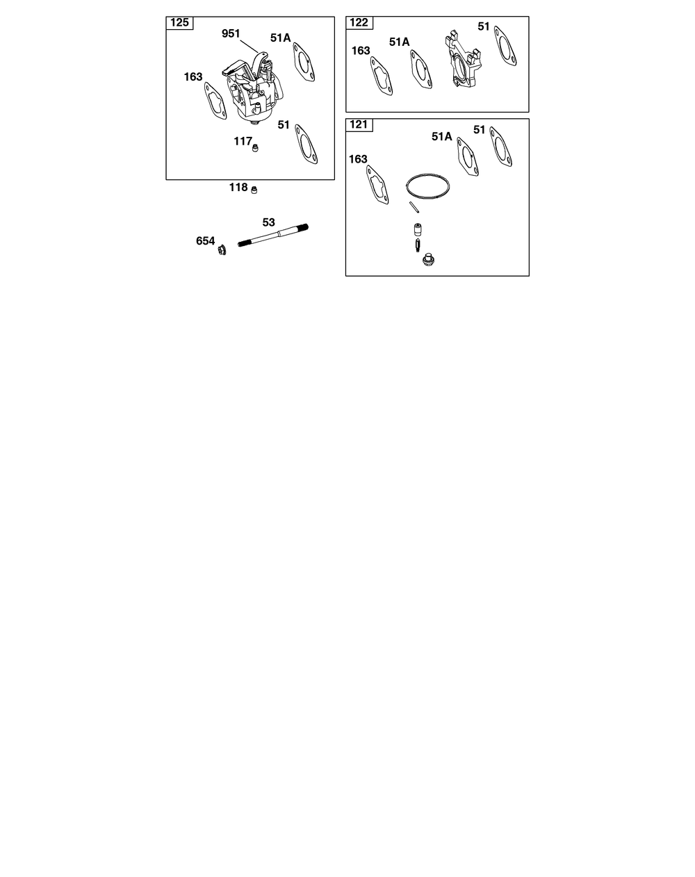 Carburetor Group Diagram and Parts List for 19N137-0344-B5 100000 - 19Z999 Briggs and Stratton Engine